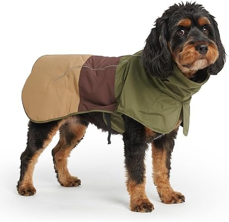 Spark Paws Dog Raincoat - Waterproof Rain Jacket w/ Hood, Full Coverage | Waterproof Coat Covers Full Body incl. Belly - Reflective, Covered Harness Holes,...