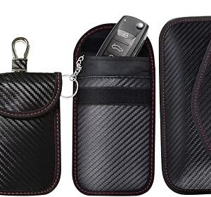 3 Pack Faraday Pouch for Car Keys, RFID Signal Blocking Bag, Key Shells Protector Case, Anti-Theft Keyless Entry Protection, Stops Relay Attacks, 3 Size For Garage and Parking Security