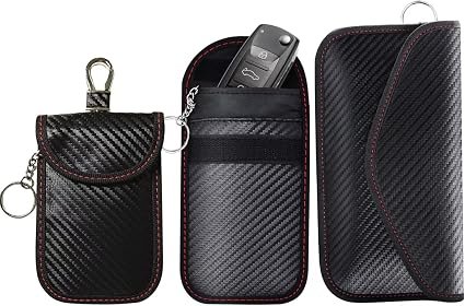 3 Pack Faraday Pouch for Car Keys, RFID Signal Blocking Bag, Key Shells Protector Case, Anti-Theft Keyless Entry Protection, Stops Relay Attacks, 3 Size For Garage and Parking Security