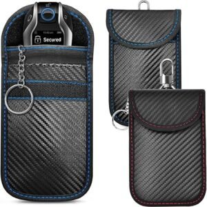 3 Pack Faraday Pouch for Car Keys with Key Rings Signal Blocker | Car key signal blocker pouch helps block keyless entry signals and includes 3 key rings...