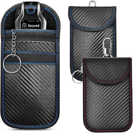 3 Pack Faraday Pouch for Car Keys with Key Rings Signal Blocker | Car key signal blocker pouch helps block keyless entry signals and includes 3 key rings...