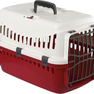Kerbl Transport Box Expedion with Plastic Door, 45 x 30 x 30 cm, Creme/ Bordeaux