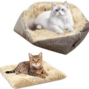 2-in-1 Soft Small Cat Bed 61 x 51 cm Cat Beds for Indoor Cats