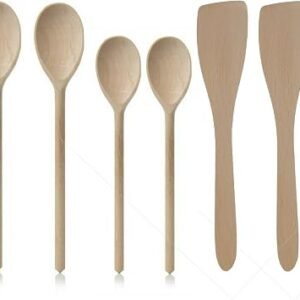 6 PC Set Wooden Spoons & SPATULAS 2 X 12 & 2 X 10 Spoons & 2 x 12 SPATULAS