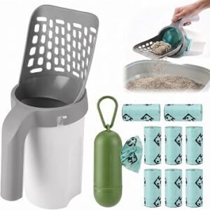 10 Pcs Cat Poop Scoop Set, 29 ? 9 ? 9cm Cat Litter Scoop (Grey)