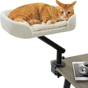 PAWZ Road Cat Desk Bed, 360? Rotation Cat Bed for Desk Supports to 50 lbs
