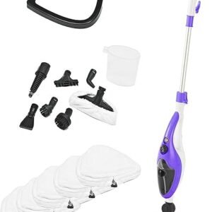 10 in 1 1500W Neo? Hot Steam Mop Cleaner Floor Carpet Window Washer Hand Steamer with 5 Pads (Purple)