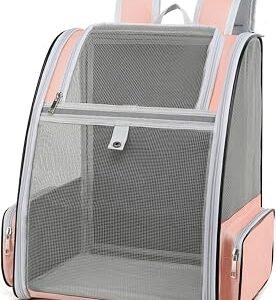 Ventilated Cats Dogs Rabbits Carrier Backpack for Small Pets and Puppies ? Perfect for Outdoor Adventures and Vet Visits, Ultimate Comfort On-the-Go, Pink