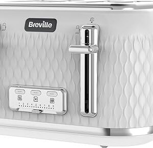 Breville Curve 4 Slice Toaster with High Lift & Wide Slots | White & Chrome [VTT911]