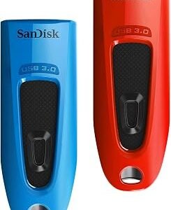 SanDisk Ultra 32 GB USB Flash Drive USB 3.0 Up to 130 MB/s Read - Twin Pack, Red/Blue