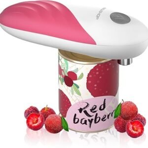 HAUSHOF Electric Can Opener, One Touch Automatic Tin Opener, Pink