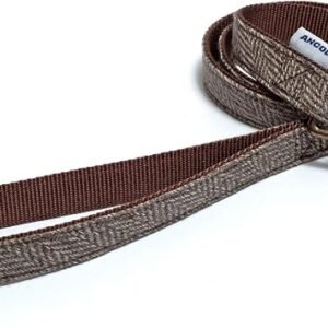 Ancol Heritage Collection Herringbone Dog Lead - Brown Nylon Fashion Lead with Country Inspired Design - Durable Weather Resistant Pet Walking Accessory - 1m x 19mm