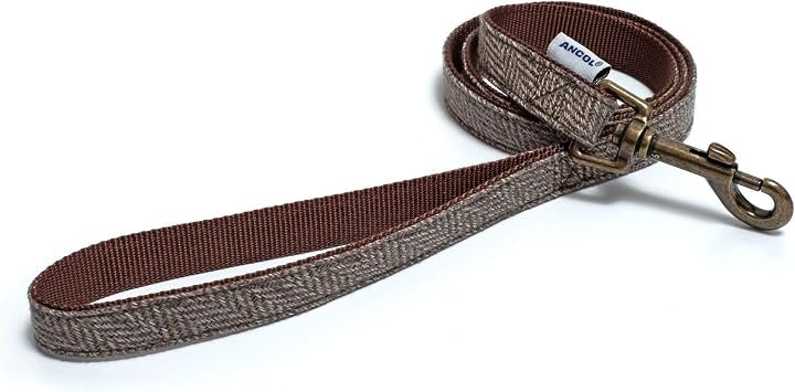 Ancol Heritage Collection Herringbone Dog Lead - Brown Nylon Fashion Lead with Country Inspired Design - Durable Weather Resistant Pet Walking Accessory - 1m x 19mm