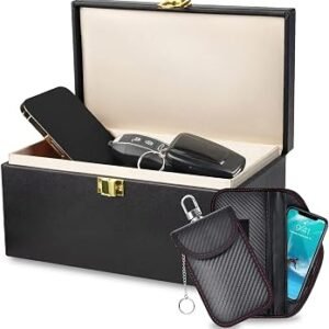 Extra Large Faraday Box, 2 Signal Blocking Pouches for Car Keys & Mobile Phone, Vehicle Security Storage Case