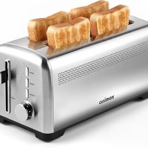 CUSIMAX 4 Slice Toaster with Extra-Long Slots, Quick Glance Function, 1500W