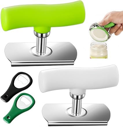 2 x Stainless Steel Can Opener, 2026 Jar Opener, Lid Opener, Bottle Opener for Seniors, Manual Bottle Opener, Adjustable Jar Opener for Family, Picnic, Business, with 2 Corkscrews