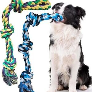 TUAHOO 2 Pack Dog Rope Toy for Large Breed Aggressive Chewers, Nearly Indestructible Dog Toys for Tug of War, Interactive Toy for Boredom, 100% Cotton Chew...