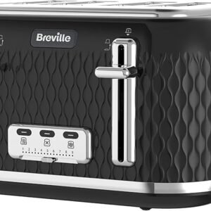 Breville Curve 4 Slice Toaster with High Lift & Wide Slots | Black & Chrome [VTT786]