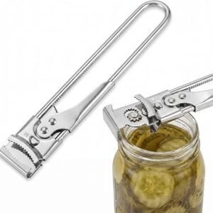2 Pcs Adjustable Jar Opener and Can Opener, Stainless Steel Non-Slip Lid Gripper, Manual Tin Opener for Weak Hands, Kitchen Tool