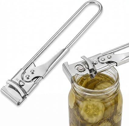 2 Pcs Adjustable Jar Opener and Can Opener, Stainless Steel Non-Slip Lid Gripper, Manual Tin Opener for Weak Hands, Kitchen Tool