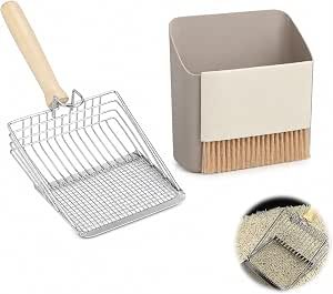 Feline Litter Scoop with Dustpan and Broom, Stainless Steel Litter Scoop