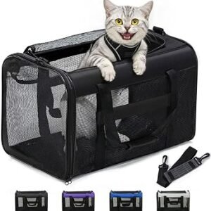 Conlun Cat Carrier Bag,Soft-Sided Pet Carriers for Dogs,M,Black | Airline Approved Cat Transport Carrier for Kitten Puppy Up to 6Kg,Collapsible Dog Travel...