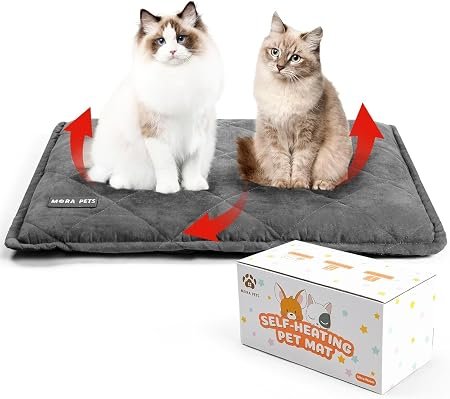 Mora Pets Self Heating Cat Bed Thick Self Warming Mat for Indoor Cats, Grey
