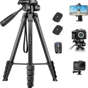 Lamicall 67inch Camera Tripod, [Rapid Leg Deployment] Camera Stand | 170cm Travel Tripod Camera, 3-Way Head 8kg Max Load, with Phone Holder & Carry Bag, for DSLR, GoPro, Pocket 3/4, iPhone 18/17