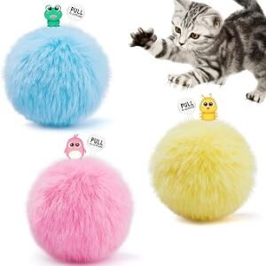 Potaroma Chirping Cat Toys Balls with SilverVine Catnip, Upgraded, 3 Pack Fluffy Interactive Cat Kicker, 3 Lifelike Animal Sounds, Kitty Kitten Catnip Exercise Toys