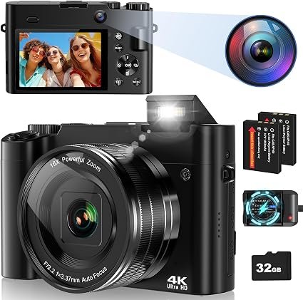 Digital Camera, 4K 64MP Autofocus Vlogging Camera for Photography