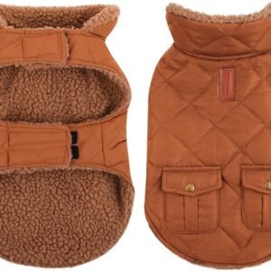 CITรTOILE Dog Winter Coat Windproof Dog Jacket Brown XS | Fleece Vest with Leash Hole & Pockets, Warm Winter Dog Costume for Snow & Christmas,...