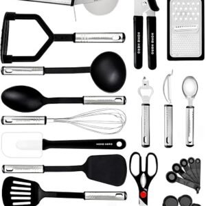 Kitchen Utensils Set - 25pieces Non-Stick Heat Resistant Cooking Utensils Set - Spoons Turners Spatula Ladle Set - Kitchen Tools Gadgets Accessories