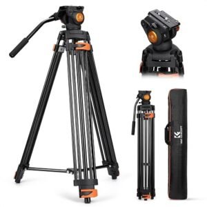 K&F CONCEPT 180cm/71 inch Magnetic Tripod Lightweight Selfie Stick - Black | Portable Extendable Phone Tripod with Bluetooth Remote, Aluminium Tripod for iPhone 18 17 16 15 14 13 12 Pro/Pro Max - MS18