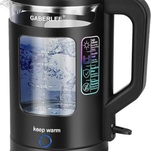 Kettle, 1.8L, 3000W Fast Boil Quiet Electric Glass Kettle with Blue LED, Keep Warm Function, Auto Shut-Off & Boil-Dry Protection, Anti-scale Filter, BPA-Free, Black