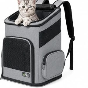 Cat Backpack, Foldable Pet Carrier Backpack for Cats and Small Dogs, Dog Rucksack with Ventilated Design Inner Safety Strap, Puppy Carrier Bag for Hiking Travel Outdoor