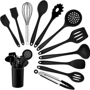 Homikit Silicone Kitchen Utensil Set, 12 Piece Cooking Utensils with Holder