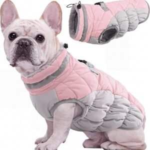 Kuoser Warm Dog Jacket with Harness Reflective Windproof Dogs Coat, XS | Waterproof Dog Coat with zip up, reflective strips, adjustable drawstring,...