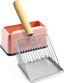 Cat Litter Scoop with Holder, Metal Cat Scooper Litter