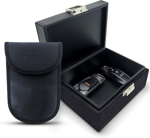 Ironstripe Faraday Box for Car Keys - Double-Layer Signal Blocking Keyless Car Key Signal Blocker Box with RFID Key Pouch - Durable Signal Blocking Box for Car Keys