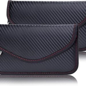 Faraday Bag for Key Fob, 2 Pack Car Key Pouches Leather Keyless Entry Case Car Keys Safe Protector RFID Anti-Theft Signal Blocking Cages Key Blocker Bags