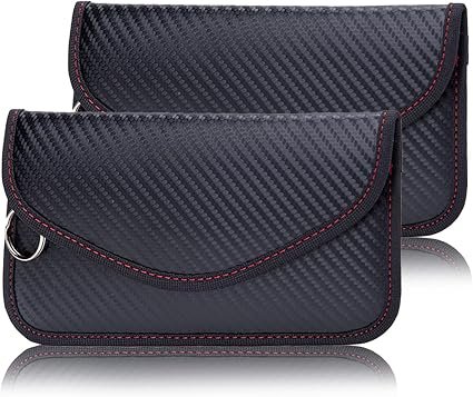 Faraday Bag for Key Fob, 2 Pack Car Key Pouches Leather Keyless Entry Case Car Keys Safe Protector RFID Anti-Theft Signal Blocking Cages Key Blocker Bags