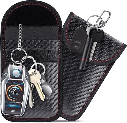 lanpard Faraday Pouch for car Keys, 2 Pack Faraday Bag, Key Signal Blocking Pouch, RFID Blocker for Keyless Entry Remote, Anti-Theft Remote Entry Keyless Protect Black,S