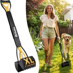 Large Dog Pooper Scooper for Yard, 32 inch Long Handle, No Bending