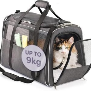 Knupis Pet Carrier for Cats & Small Dogs up to 9kg – Cat Carrier | Escape Proof Zipper – With Cushion & Seat-Belt Loop – Mesh Windows for Visibility...