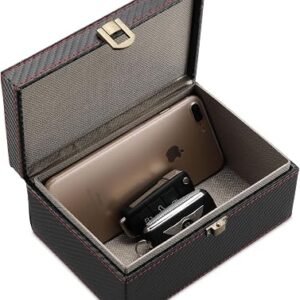 Faraday Box for Car Keys, Carbon Fiber Signal Blocker Box, Fob Protector Pouch RFID Box Anti-Theft Shielding Cage for Car Keys Phone