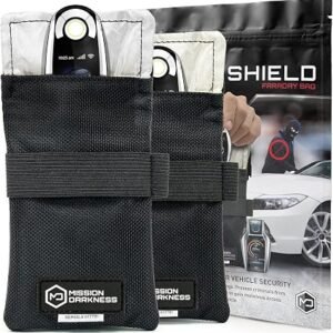Mission Darkness Faraday Bag for Keyfobs (2 Pack) - RF Shielding Protective Case for Smart"Always On" Keys Fobs Transmitters Small Electronics Vehicle Security Anti-hacking Block Signal Relay