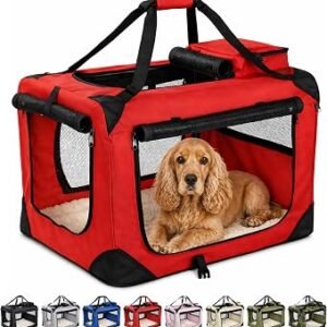 Soft-Sided Dog Travel Crate - Foldable, Breathable Pet Carrier for Small Dogs & Cats, Ideal for Car Travel & Home Use