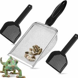 3Pcs Litter Scoop Set, Stainles Steel Mesh Sand Sifter Shovel 2 Hand Scoops