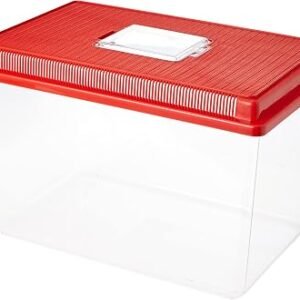 Ferplast Plastic Container for Small Animals GEO EXTRA LARGE Aquarium Tank 11 L for Fishes Terrarium Turtles Insects, Sturdy Plastic, Ventilation Grills, 35,6 x 23,4 x h 22,8 cm Red