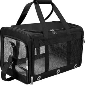 Dycietx Soft Sided Foldable Cat/Dog/Pet/Puppy Carrier Bag, Portable Pets Travel Carriers For Cats/Dogs With Shoulder Strap & Removable Mat, Durable Cat Basket of 17 lbs Airline Approved(Black, M)